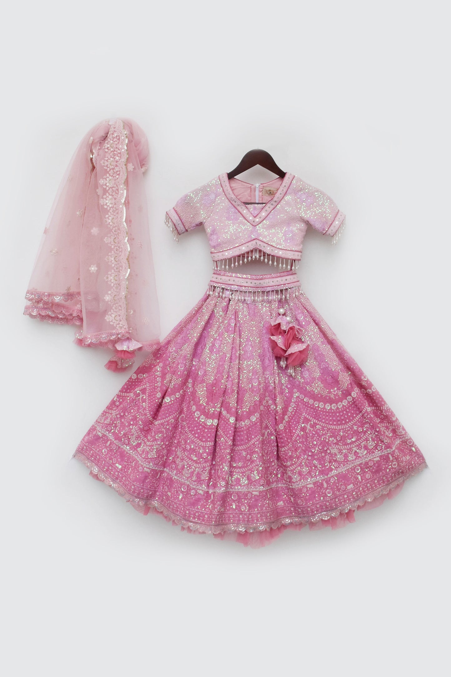 Pink Sequence Embroidery Lehenga Choli