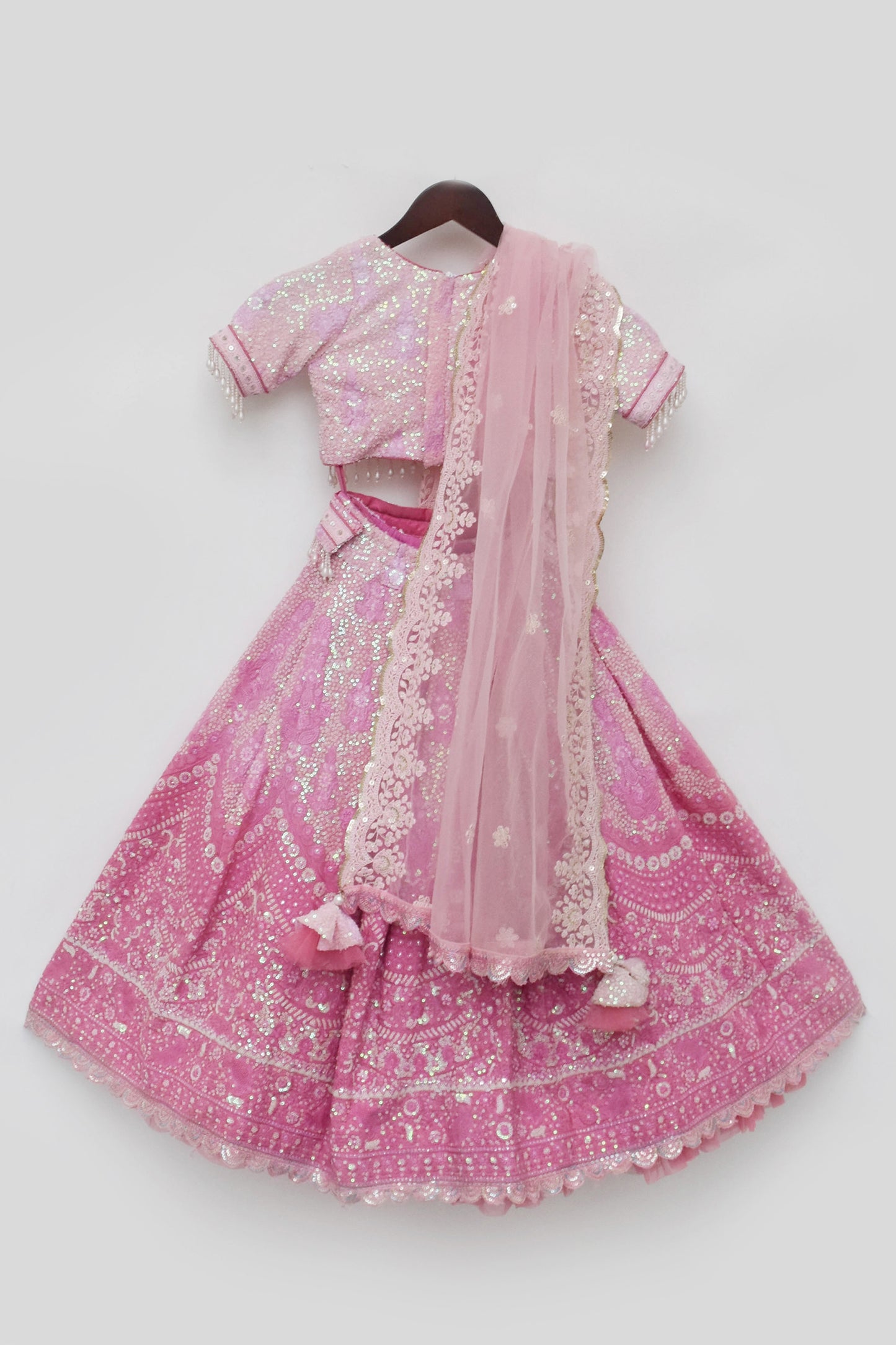 Pink Sequence Embroidery Lehenga Choli