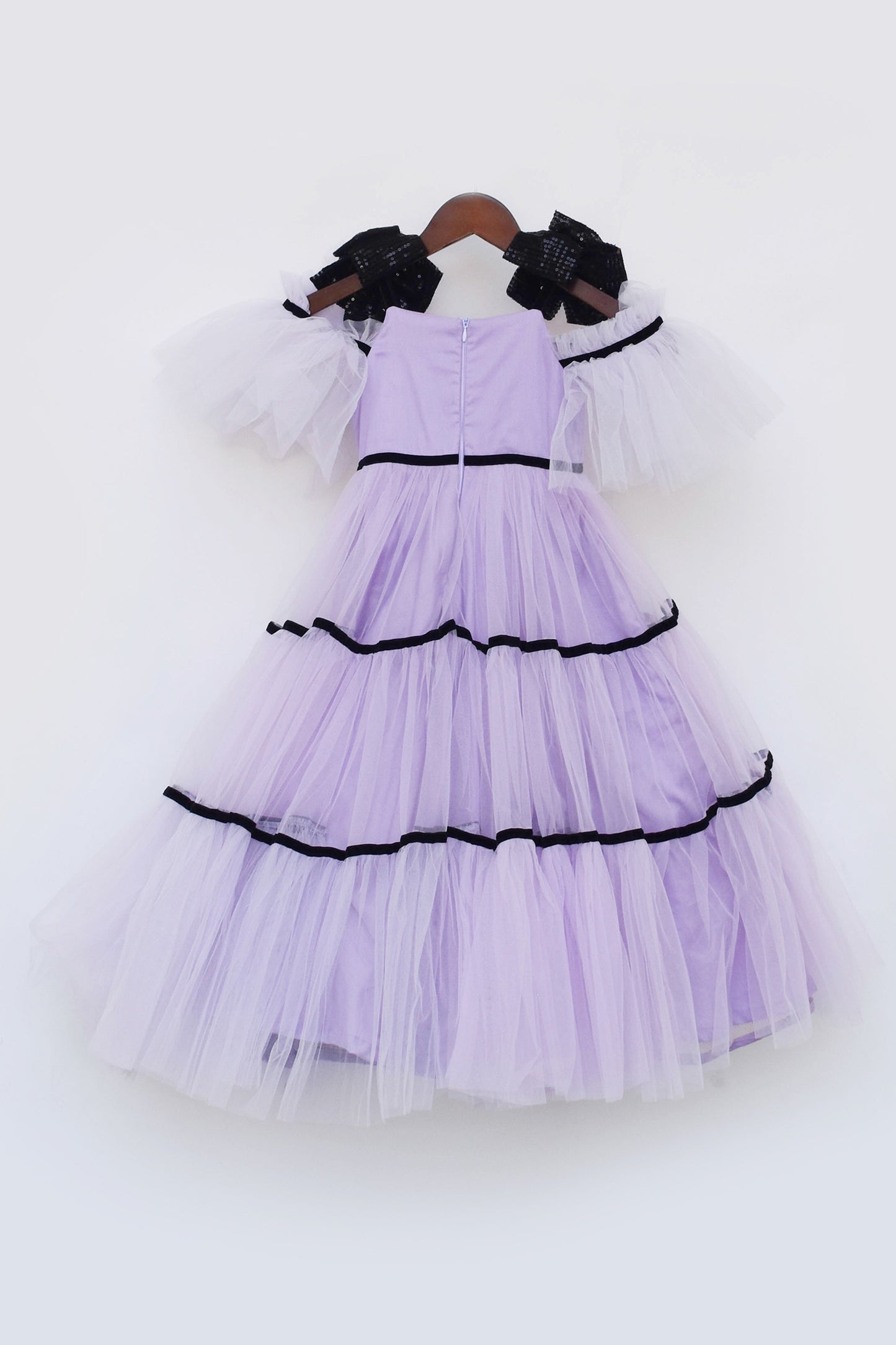 Lilac Net Gown with Black Bow