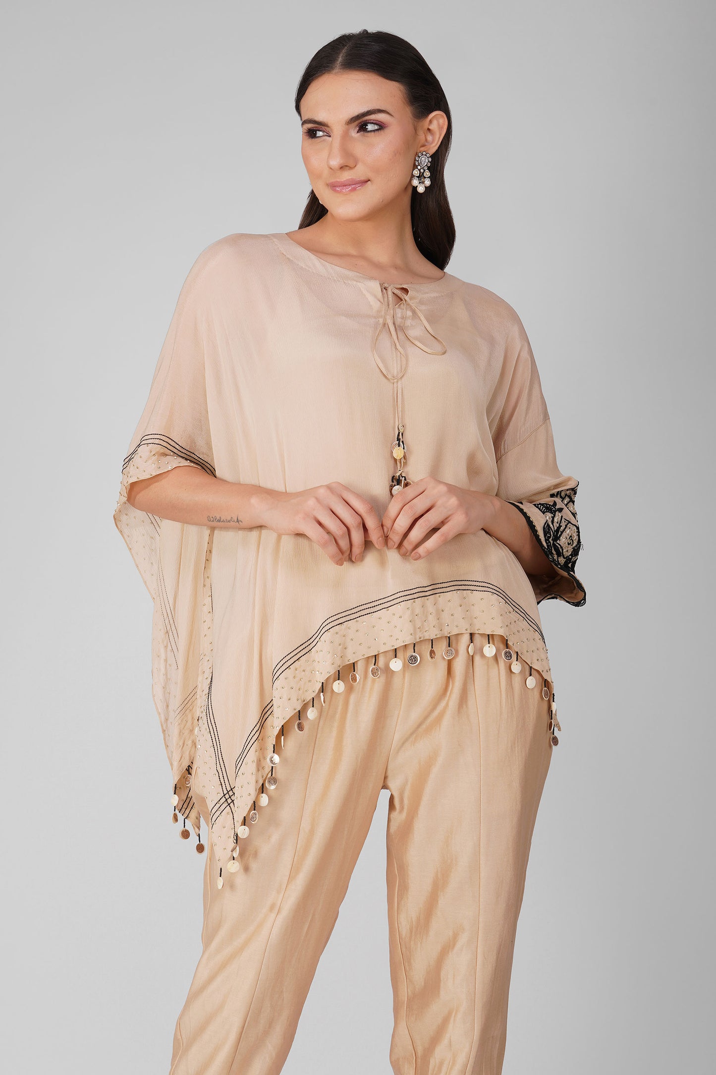 Starry Rose Asymmetric Kora Cape Set