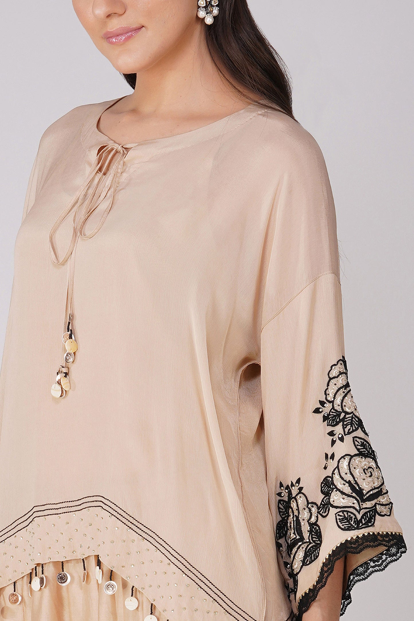 Starry Rose Asymmetric Kora Cape Set