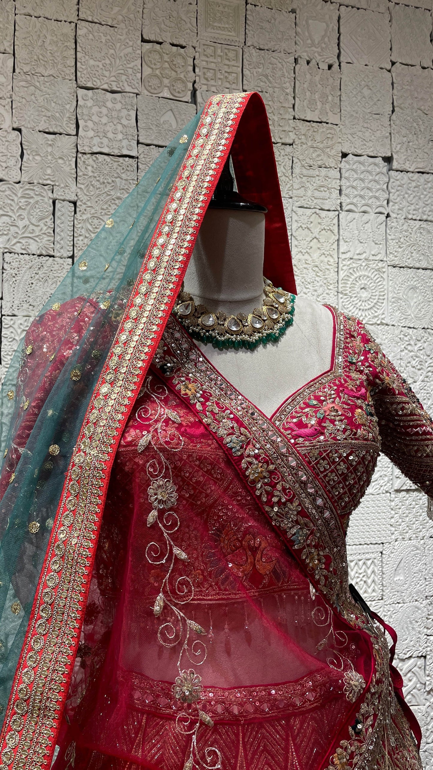 Multicolour Silk Bridal lehenga