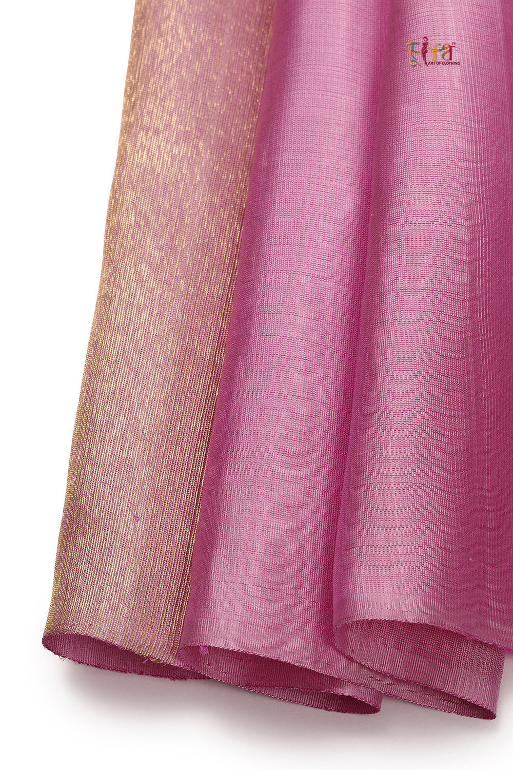 Lavender Handloom Stripes Saree With Zari Temple Border