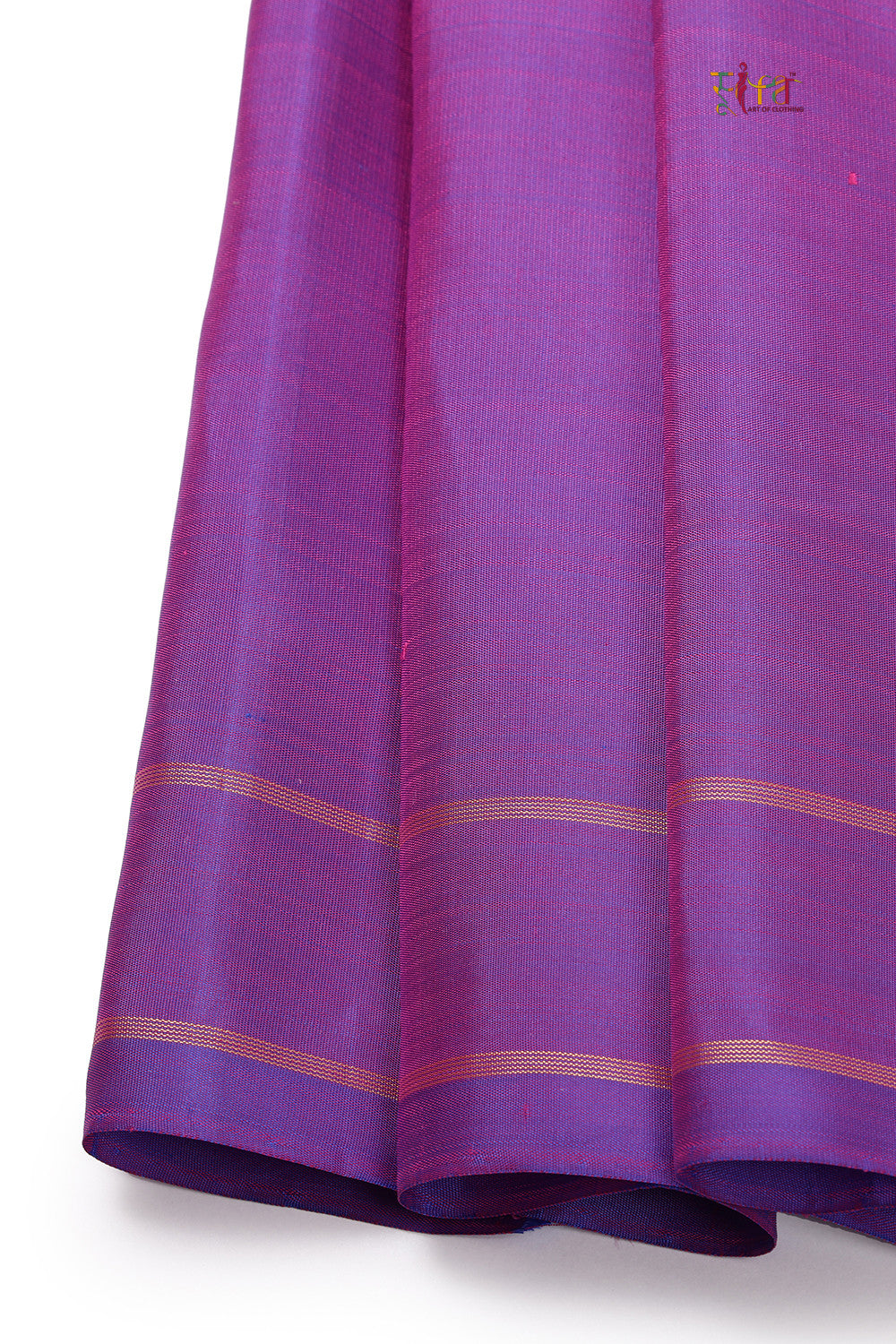 Voilet Handloom Pure Silk Kanchipattu Saree With Zari Stripes