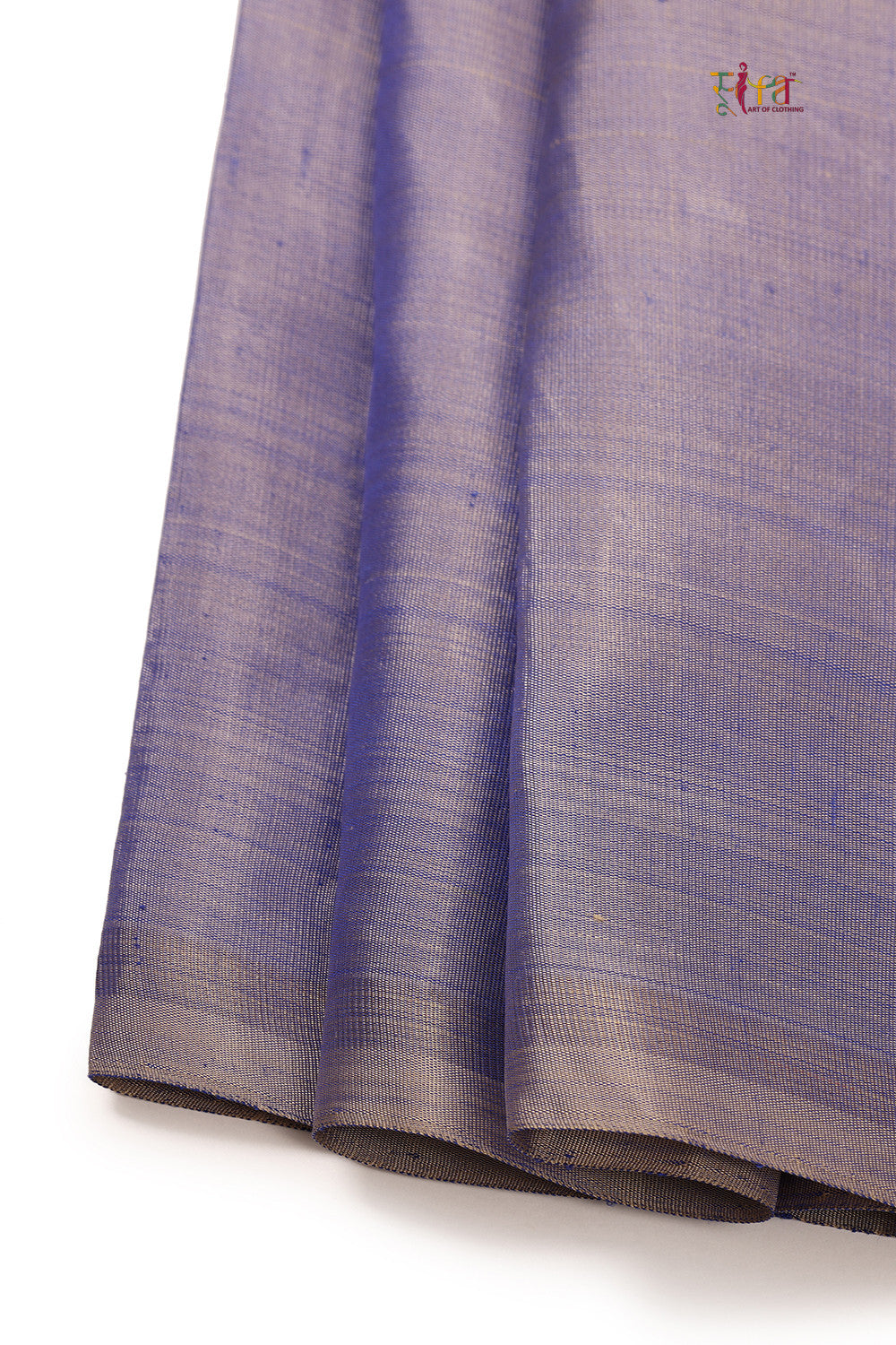 Handloom Blue Duo-Tone Pure Kanchipattu Saree With Horizontal Zari Stripes