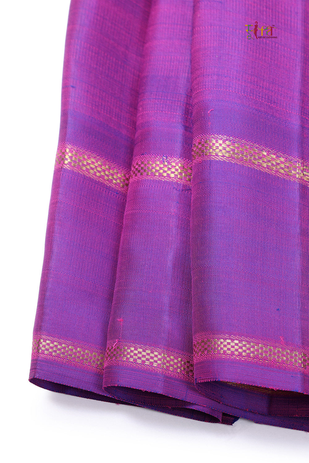 Handloom Tangerine Orange Pure Kanchipattu Saree With Duo-Tone Border