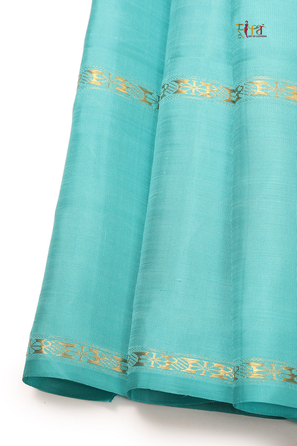 Rose Pink & Azure Blue Handloom pure silk Kanchipattu Saree