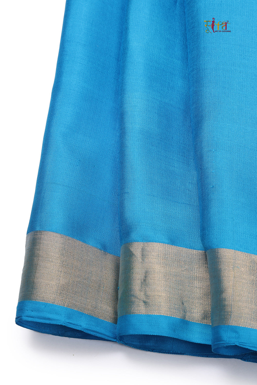 Handloom Green And Royal Blue Pure Mulberry. Silk Pochamaplly Saree With Zari Border