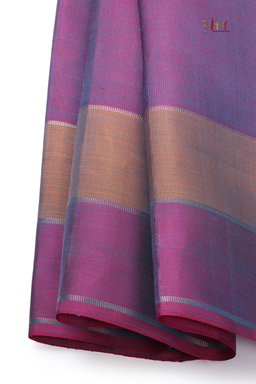 Handloom Water Blue Kanchipattu With Dual Tone Border