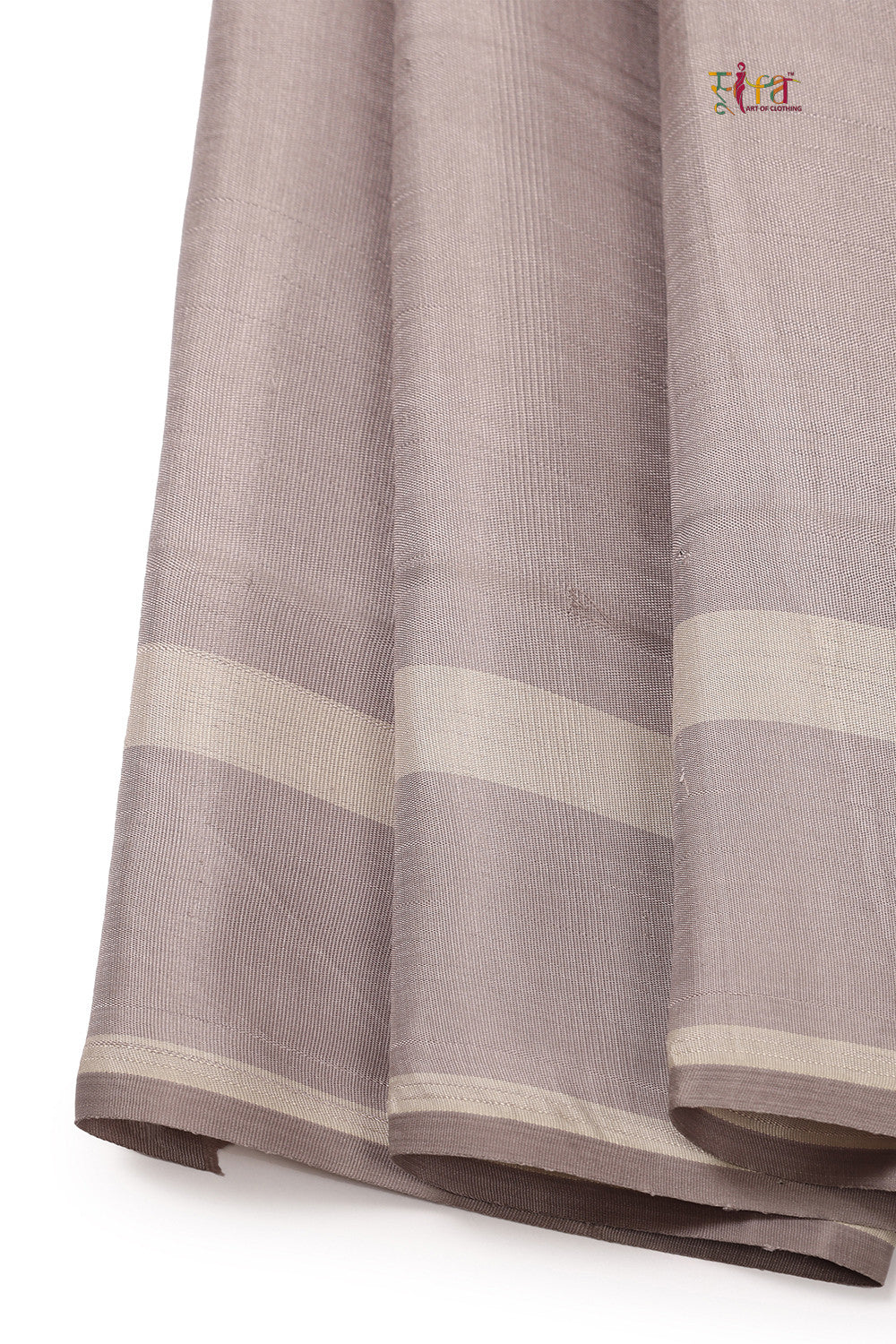 Handloom Peach & Lemon Check Design Saree With Grey Border