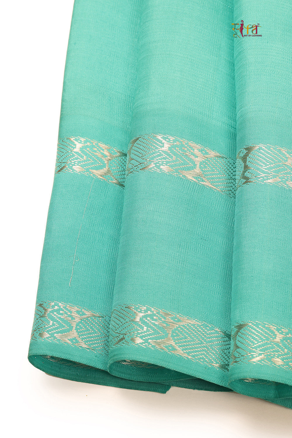 Grey Check Handloom Kanchipattu With Baby Blue Border