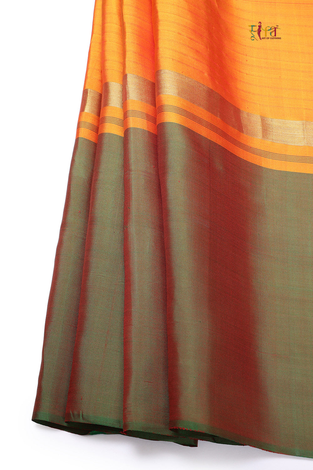 Handloom Red & Orange Pure Silk Contemporary Saree