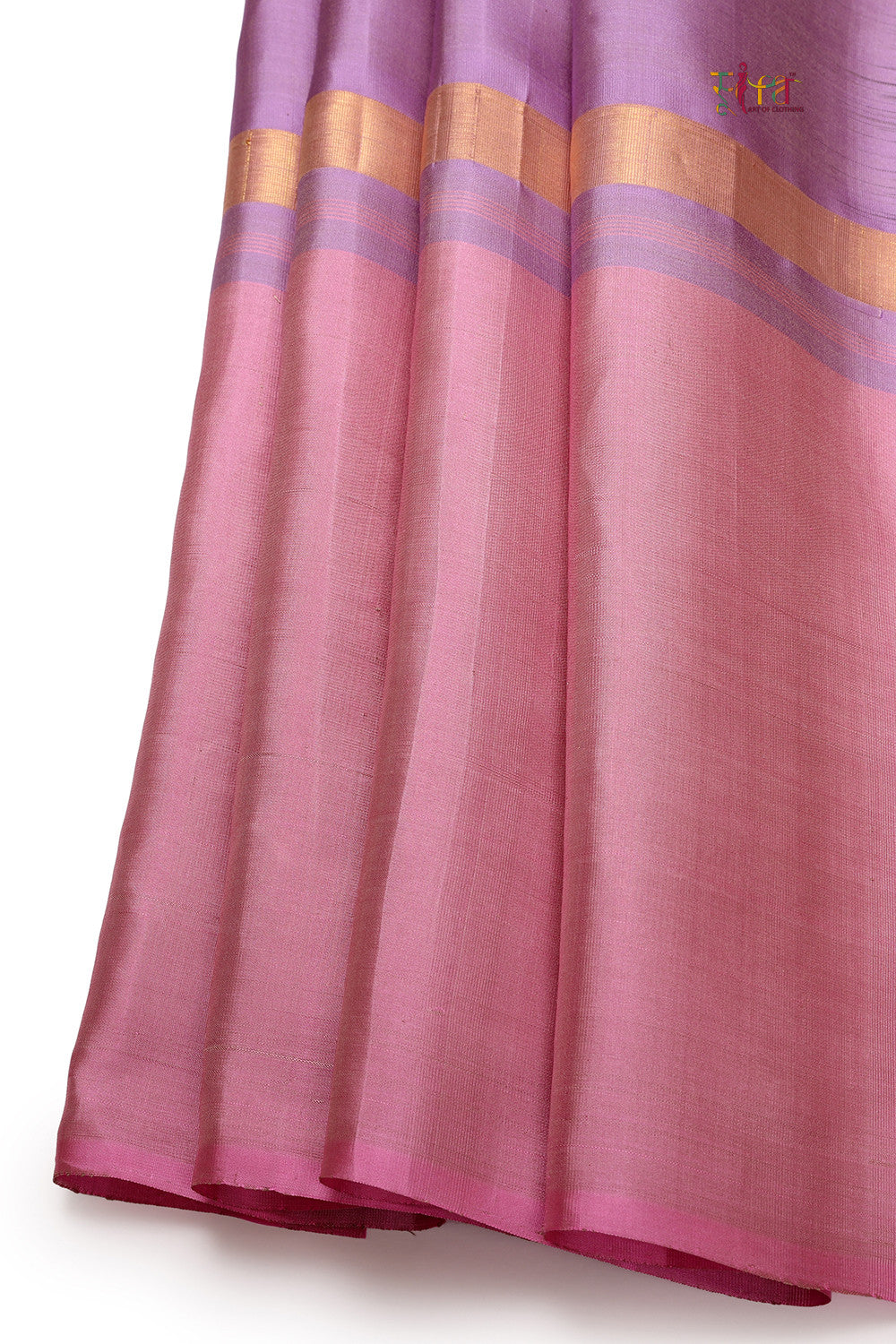 Rose Pink & Lavender Handloom Pure Silk Kanchi contemporary Saree