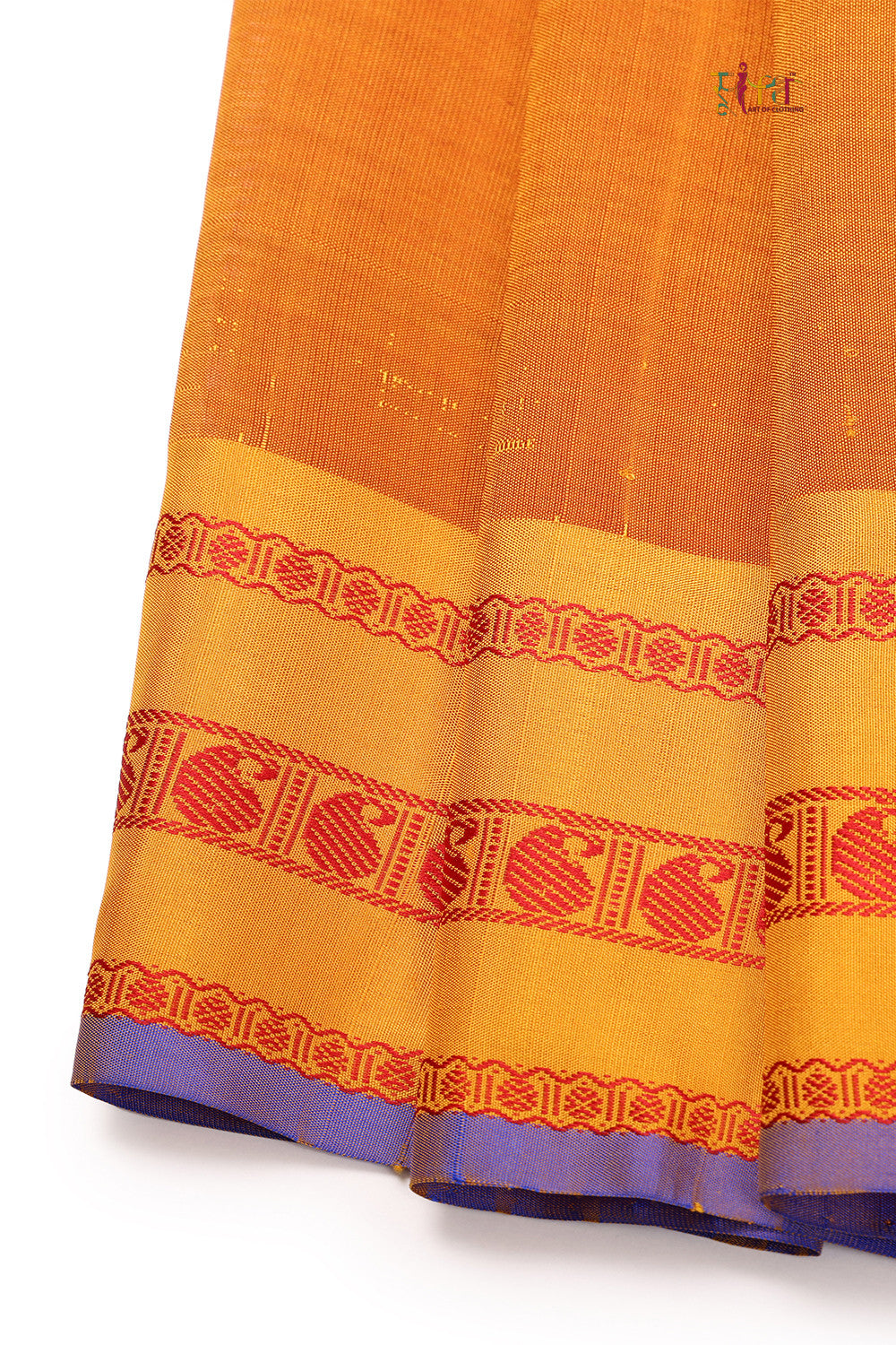 Handloom Black Pure Cotton Kanchi Saree With Pure Silk Mustard Border And Pallu