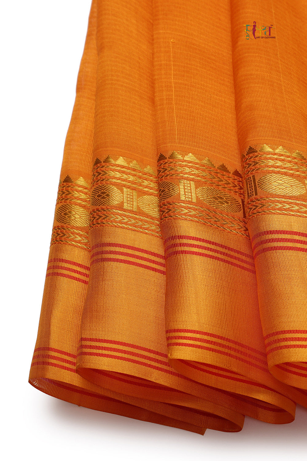 Handloom Garnet Red Pure Cotton Kanchi Saree With Pure Silk Border & Pallu