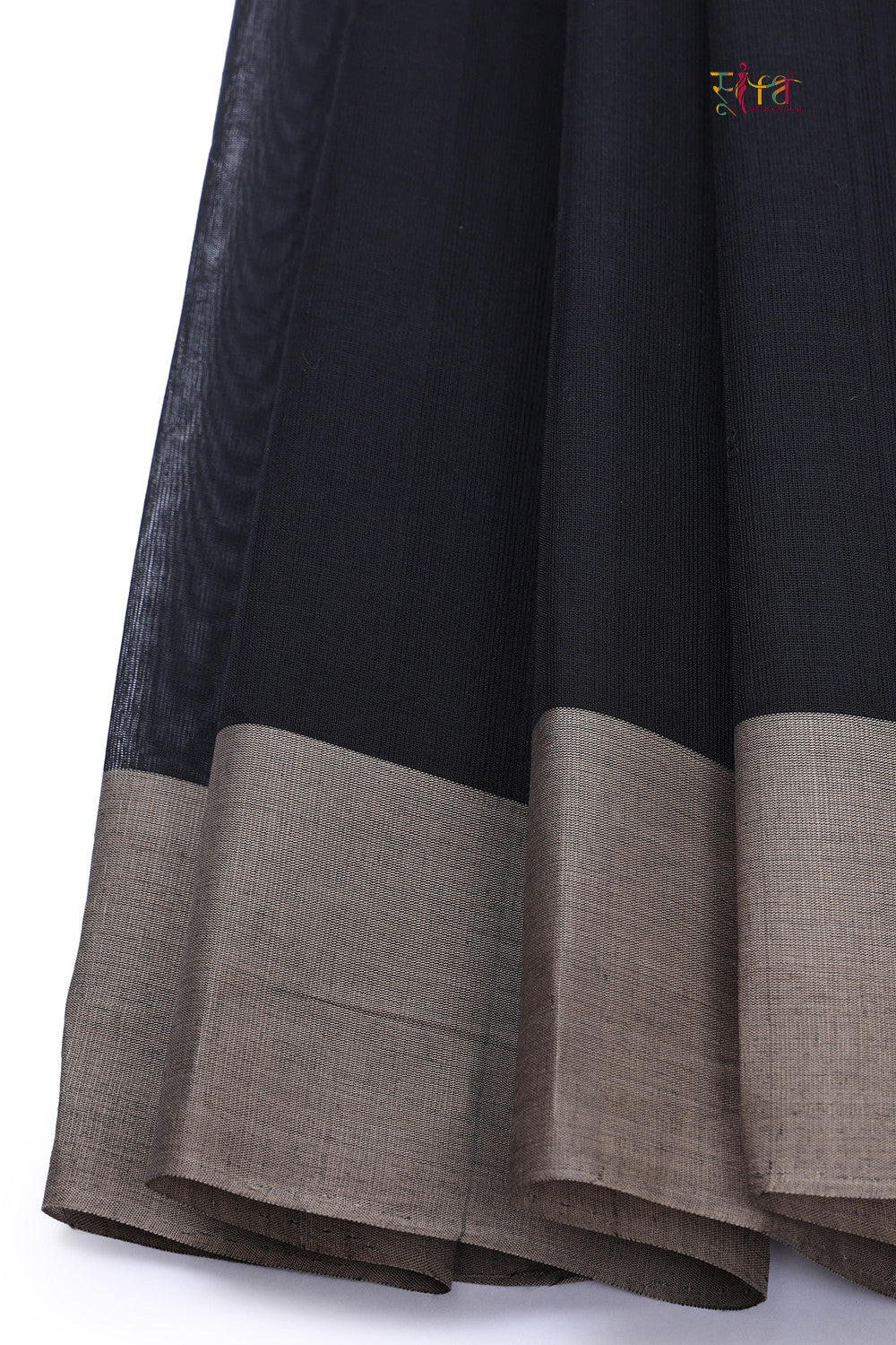 Slate grey and black pure cotton handloom Kanchi saree