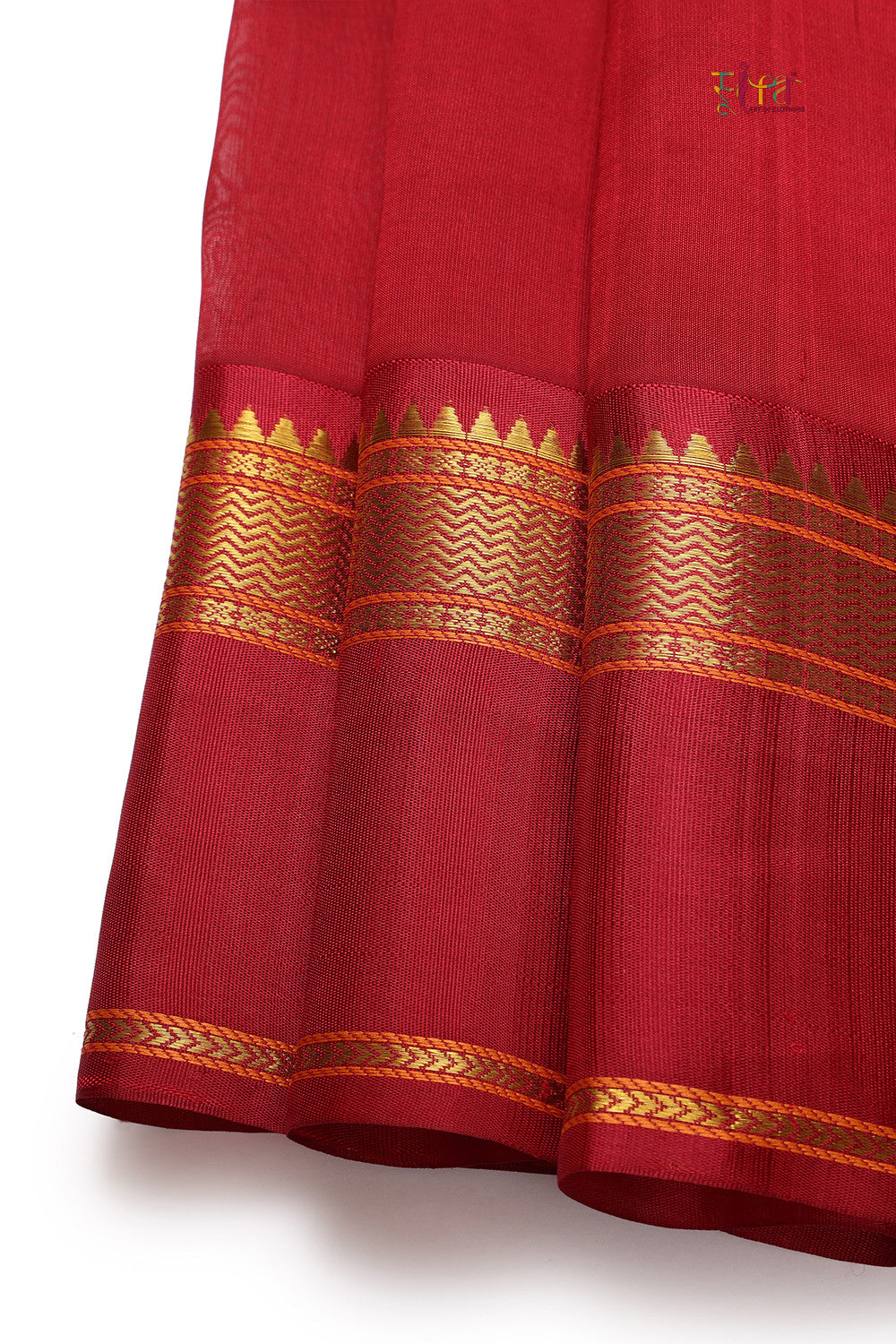 Handloom Wood Brown Pure Cotton Kanchi Saree With Pure Silk Border & Pallu