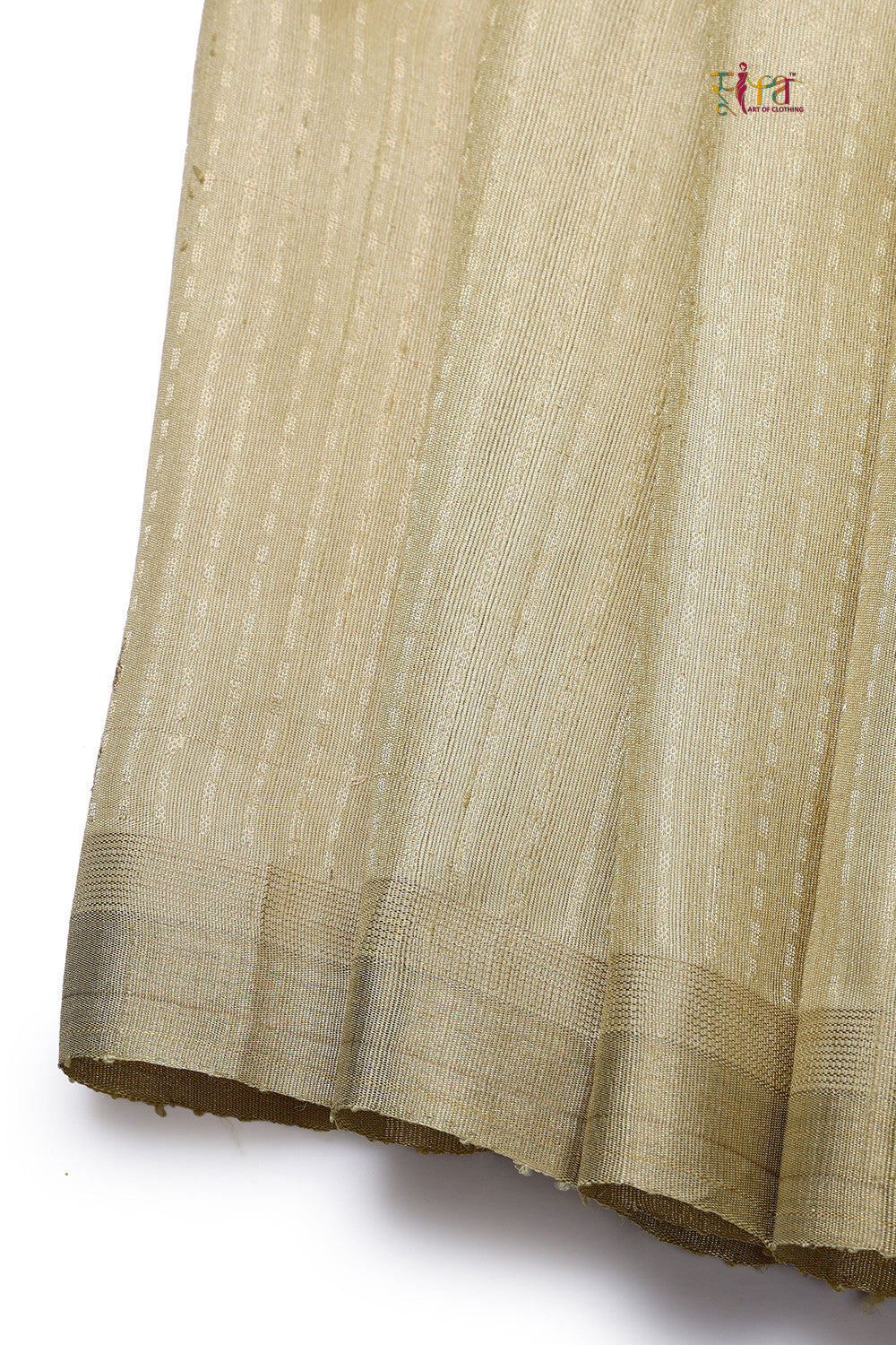 Handloom Almond White Pure Tussar Silk Kanchi Saree With Zari Border