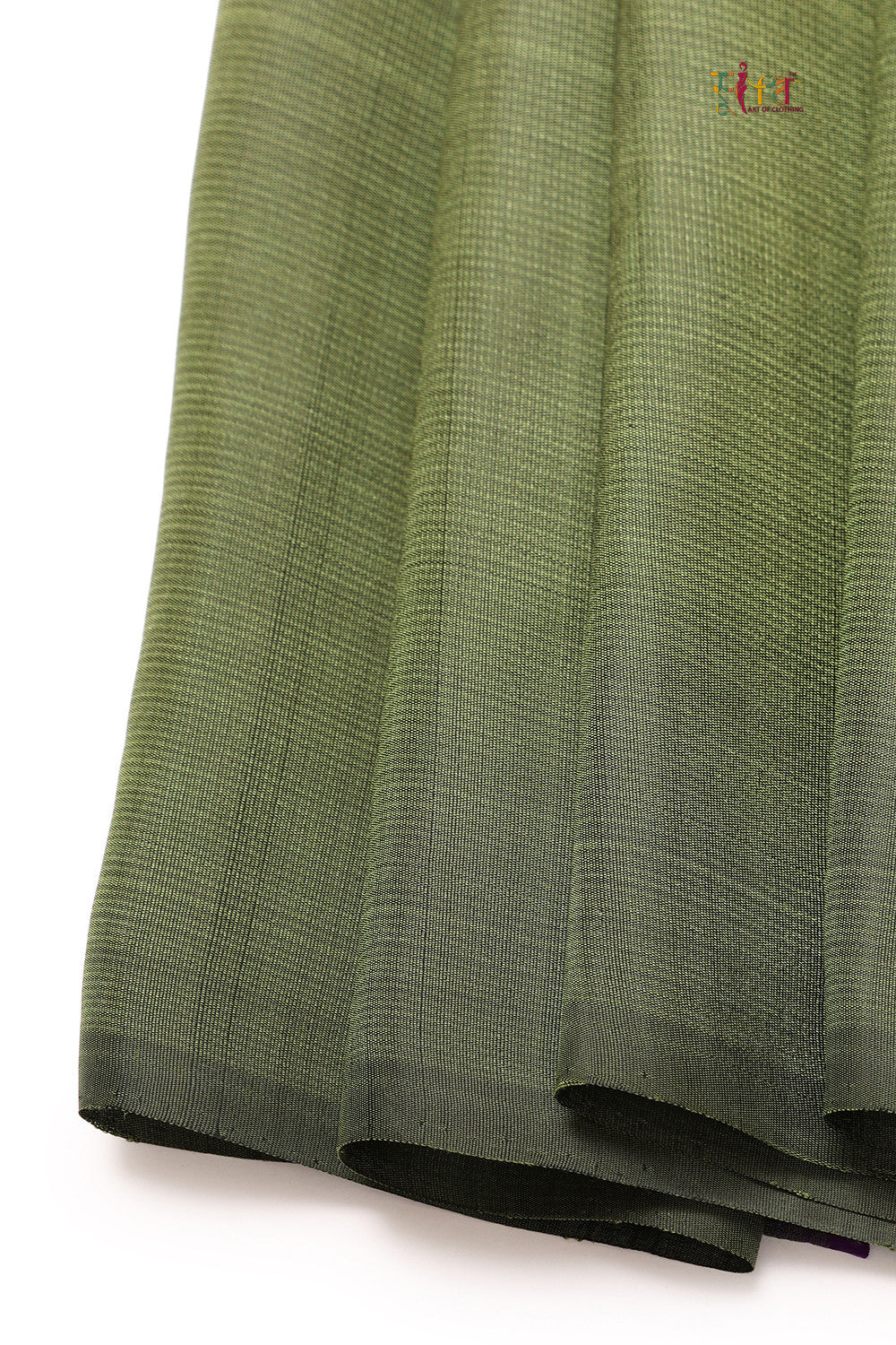 Handloom Basil Green Pure Silk Kanchi Contemporary Saree