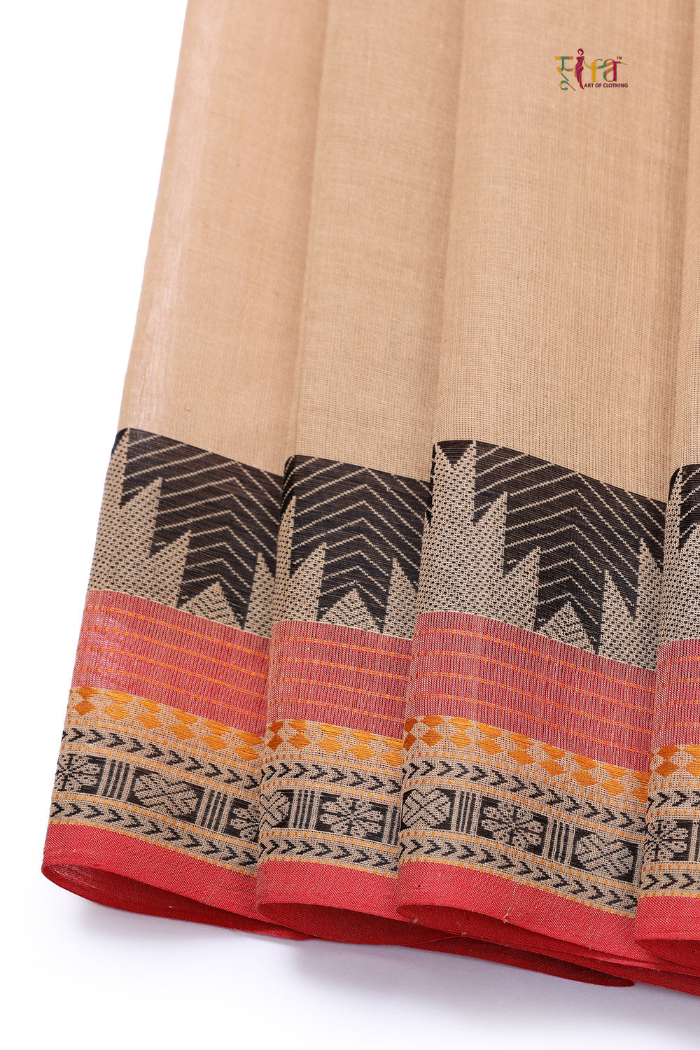 Light Brown Handloom Pure Cotton  Kanchi Saree