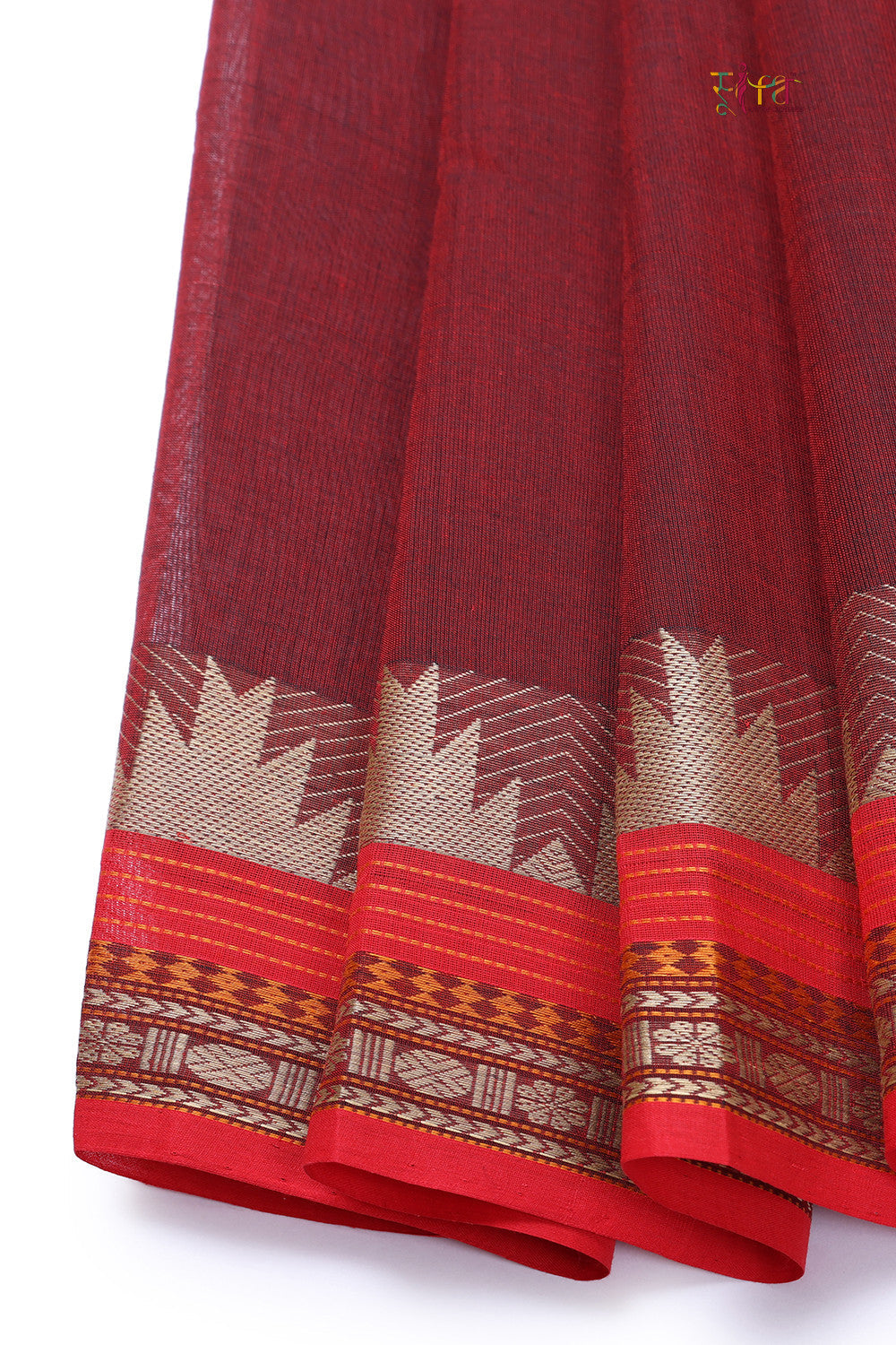 Maroon Handloom Pure Cotton Kanchi Saree