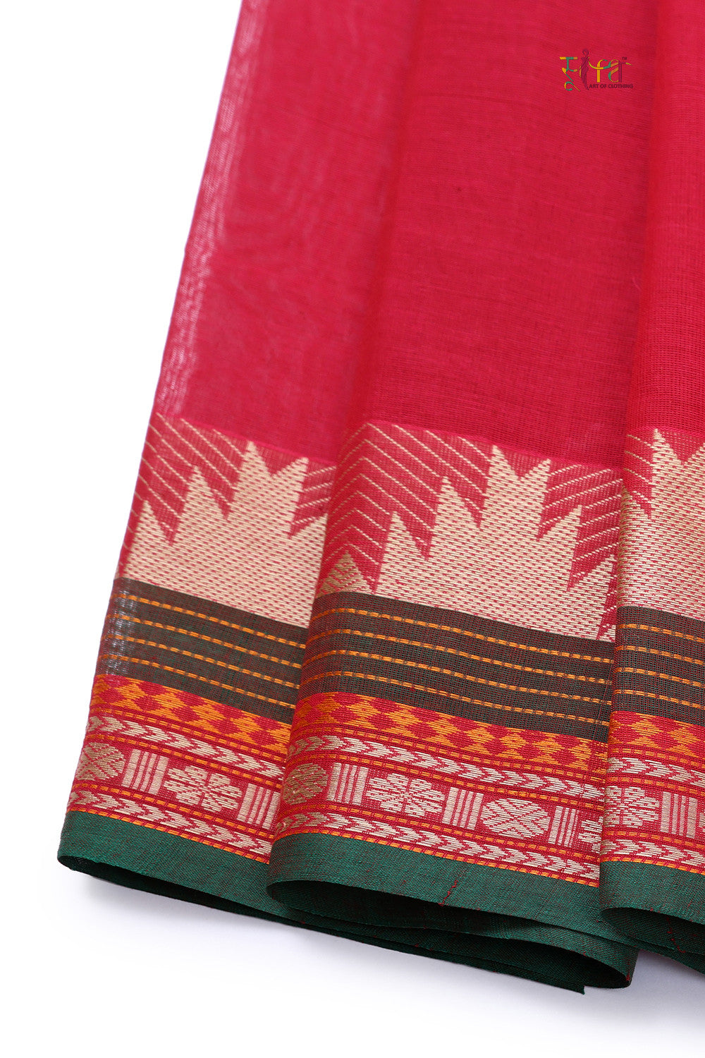 Magenta Handloom Pure Cotton Kanchi Saree