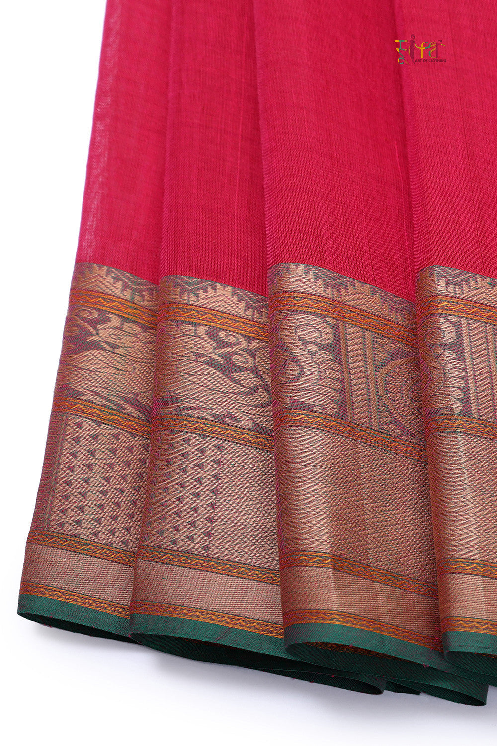 Handloom Magenta Pure Cotton Kanchi Saree