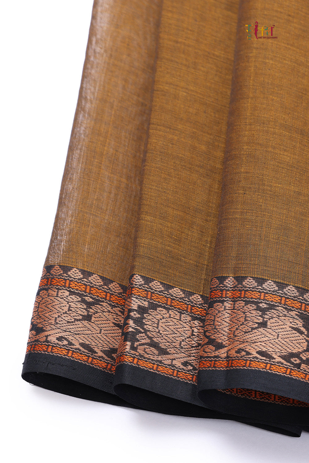 Handloom Mustard Brown Kanchi Cotton Saree