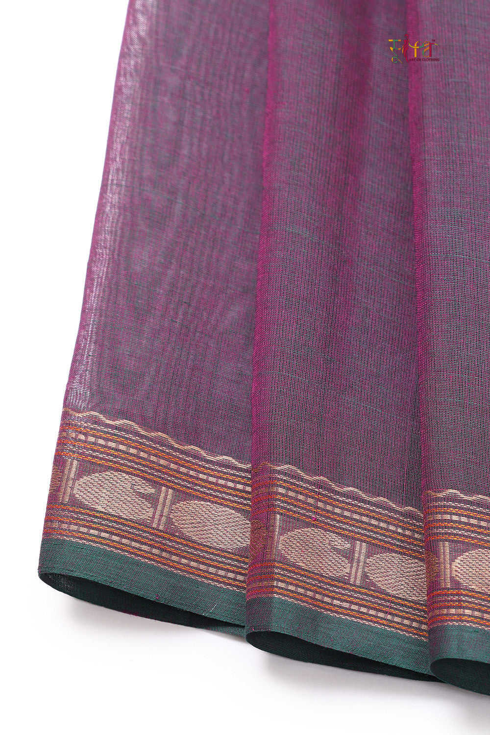 Handloom Grape Purple Pure Cotton Kanchi Saree