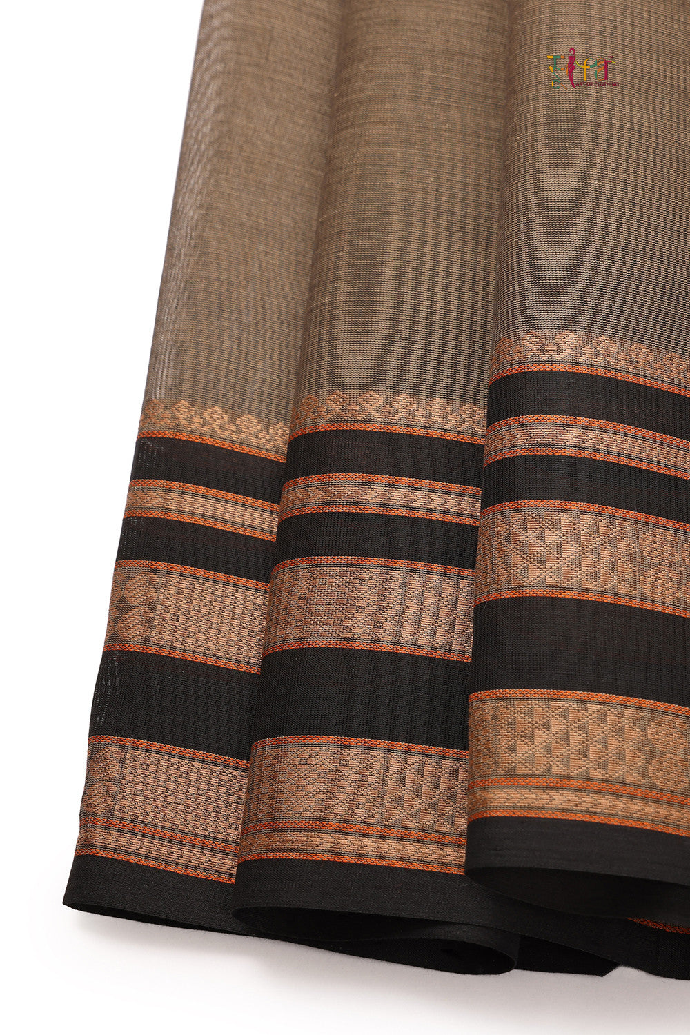 Handloom Mocha Brown Pure Cotton Kanchi Saree