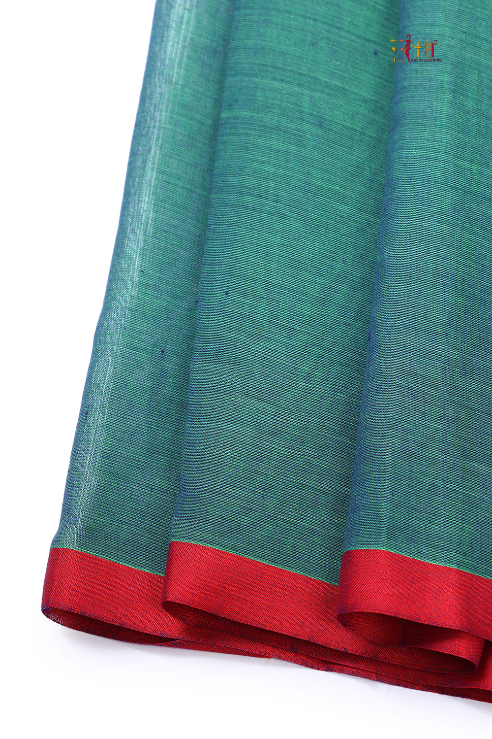 Handloom Fern Green Pure Cotton Kanchi Saree