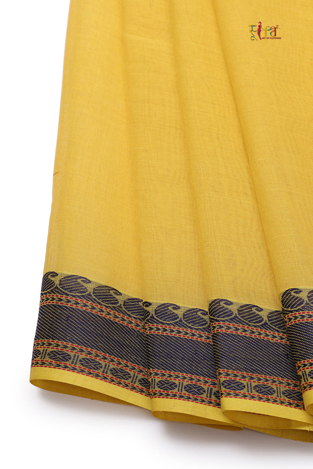 Handloom Daffodil Yellow Pure Cotton Kanchi Saree