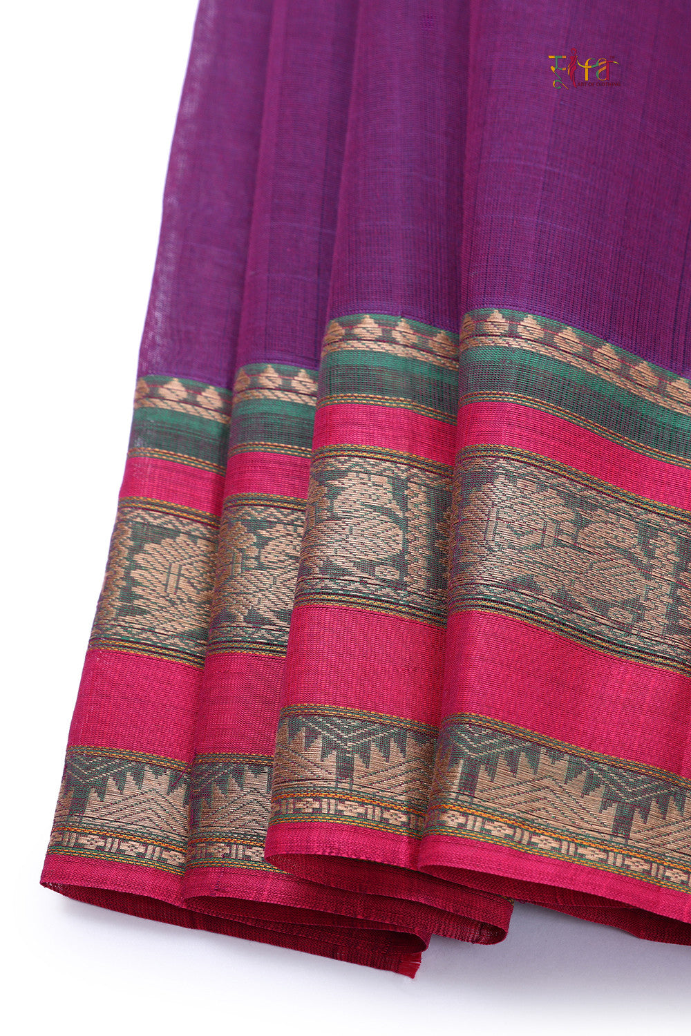 Handloom Blackberry Pure Cotton Kanchi Saree