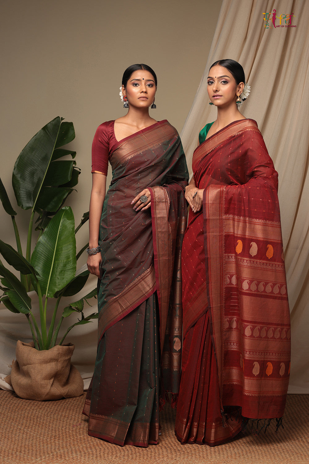 Handloom Maroon Pure Cotton Kanchi Saree