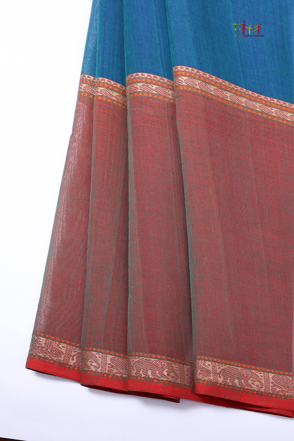 Handloom Red Brown Pure Cotton Kanchi Saree