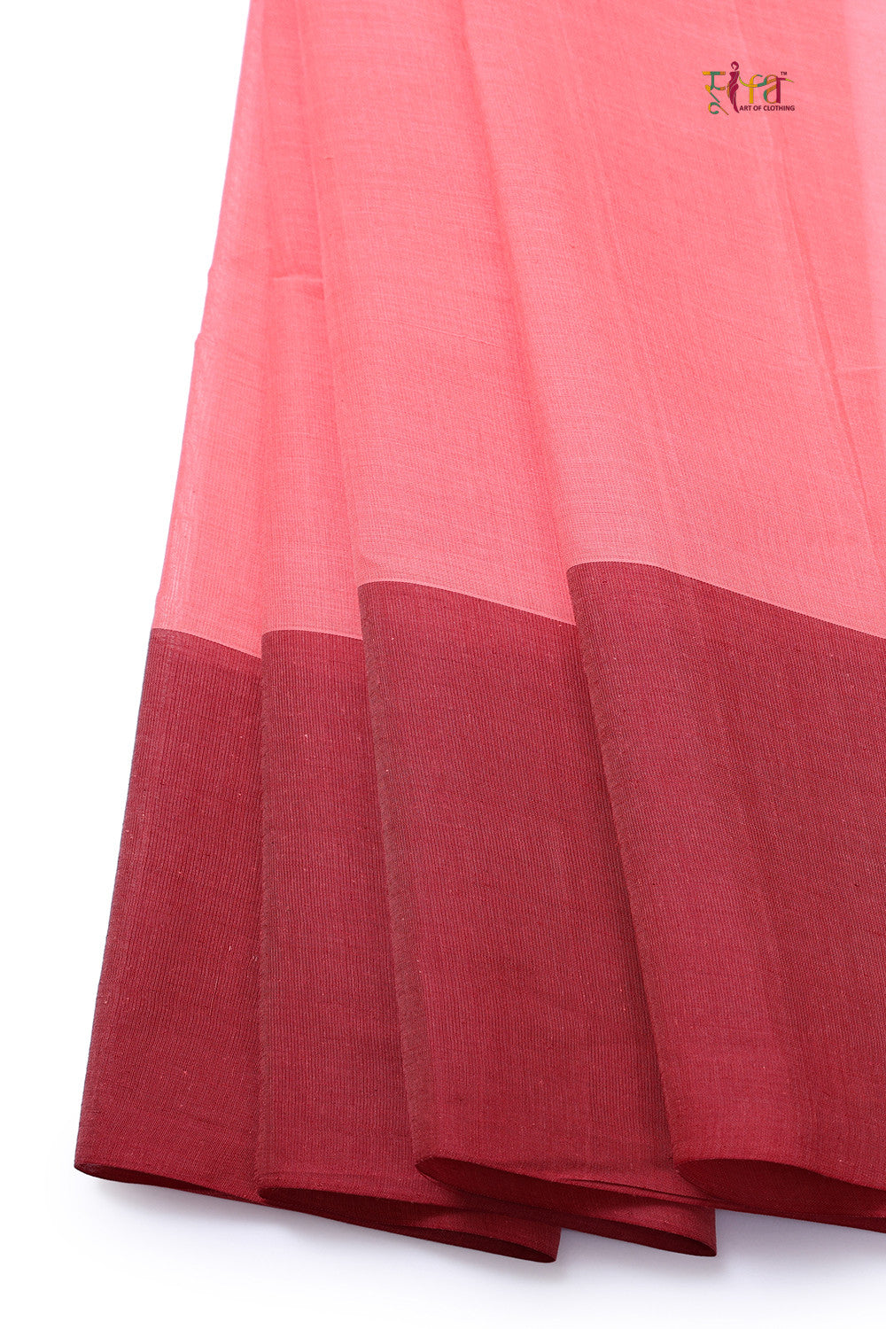 Handloom Salmon Pink Pure Cotton Kanchi Contemporary Saree