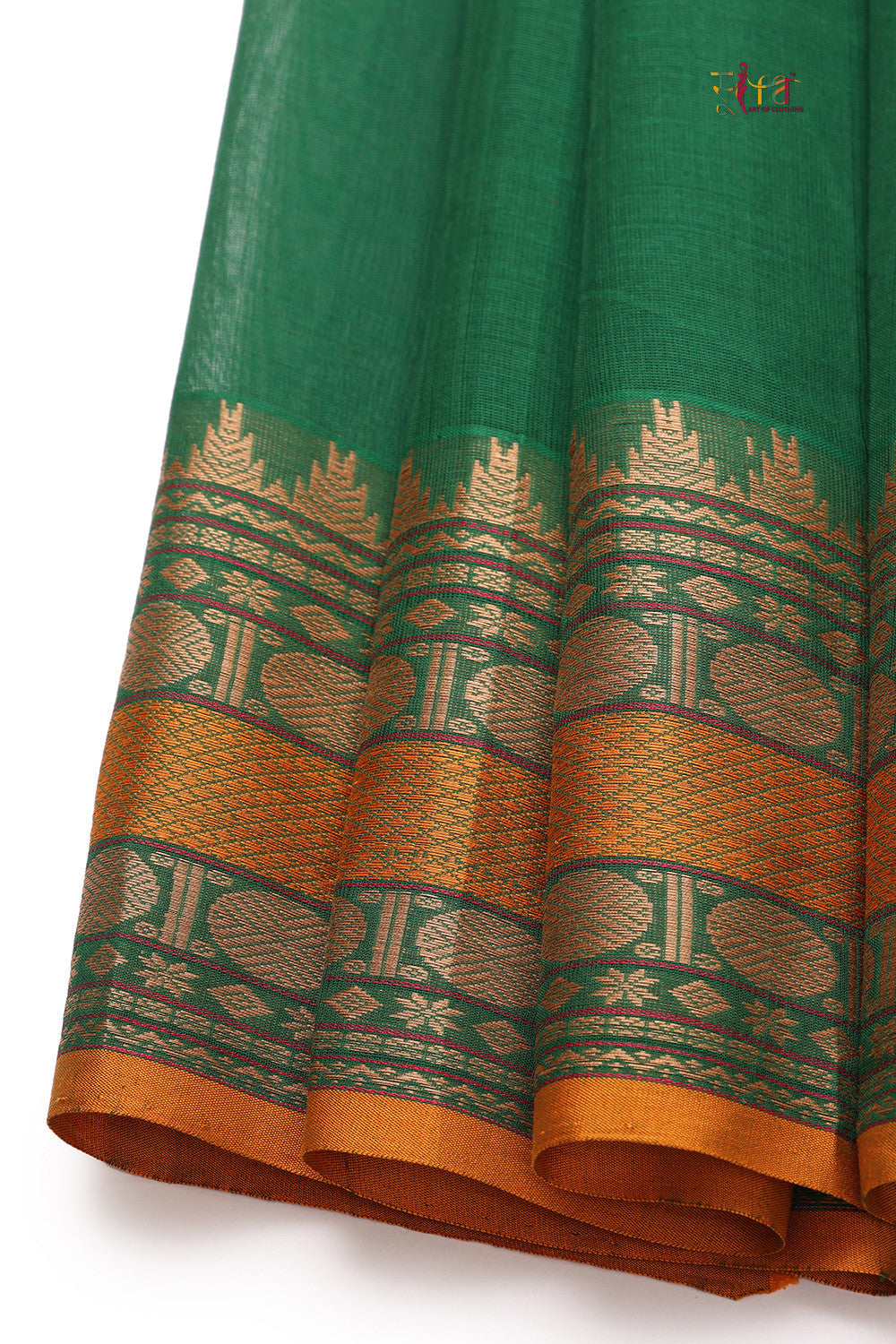 Handloom Deep Green Kanchi Cotton Saree