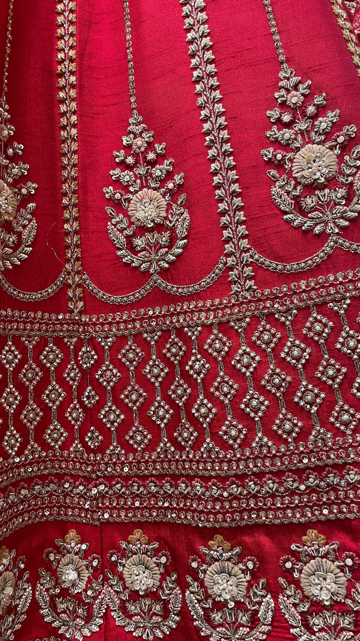 Red silk bridal lehenga