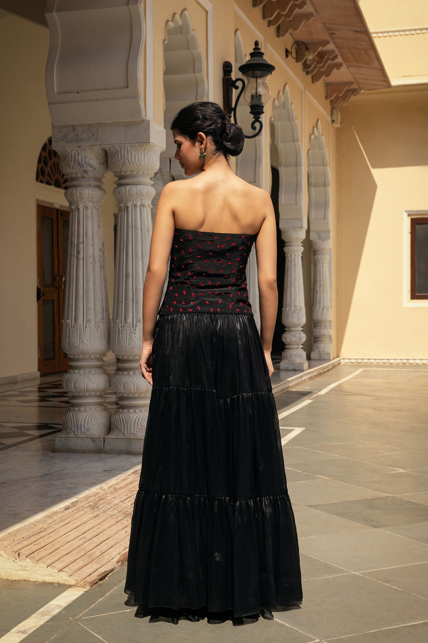 Orion Crepe Black Resham Embroidered Corset only