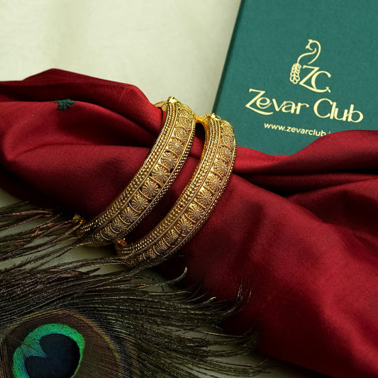 Rajputi Antique Gold Bangles with Openable Screw