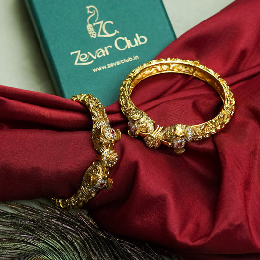 Maharani Antique Gold Bangles with Openable Screw