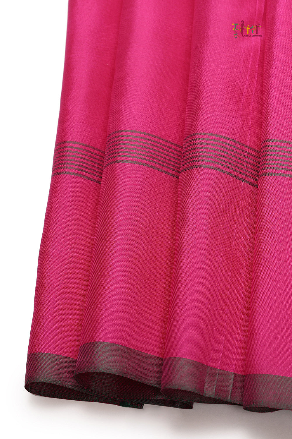 Handloom Pink & Lime Green Check Pure Silk Saree