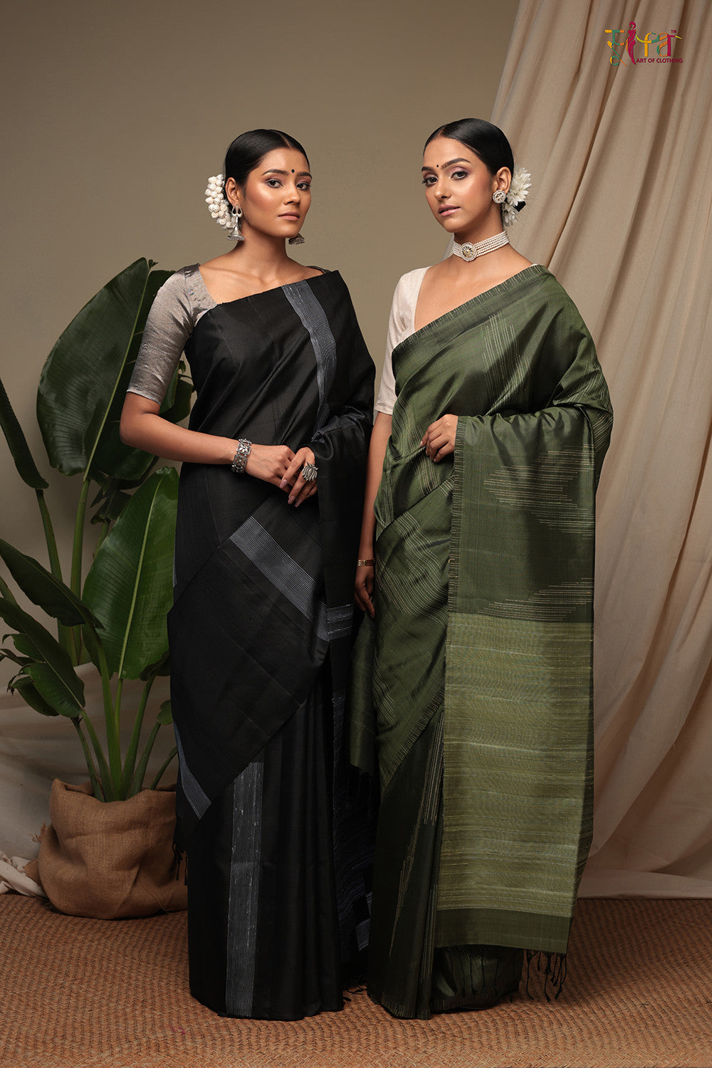 Handloom Carbon Black Pure Silk Kanchi Contemporary Saree