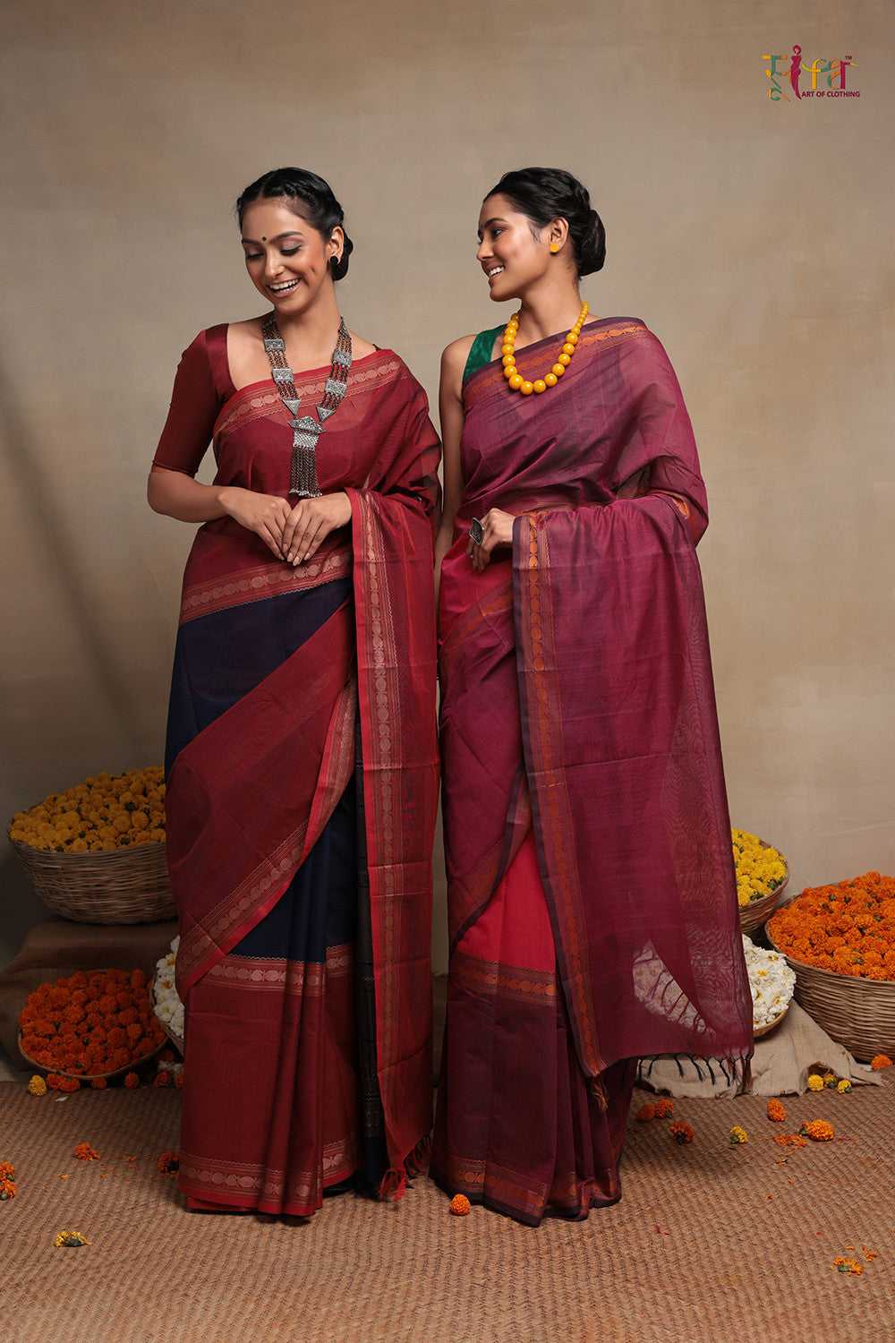 Red and Wine Handloom Kanchi Cotton saree