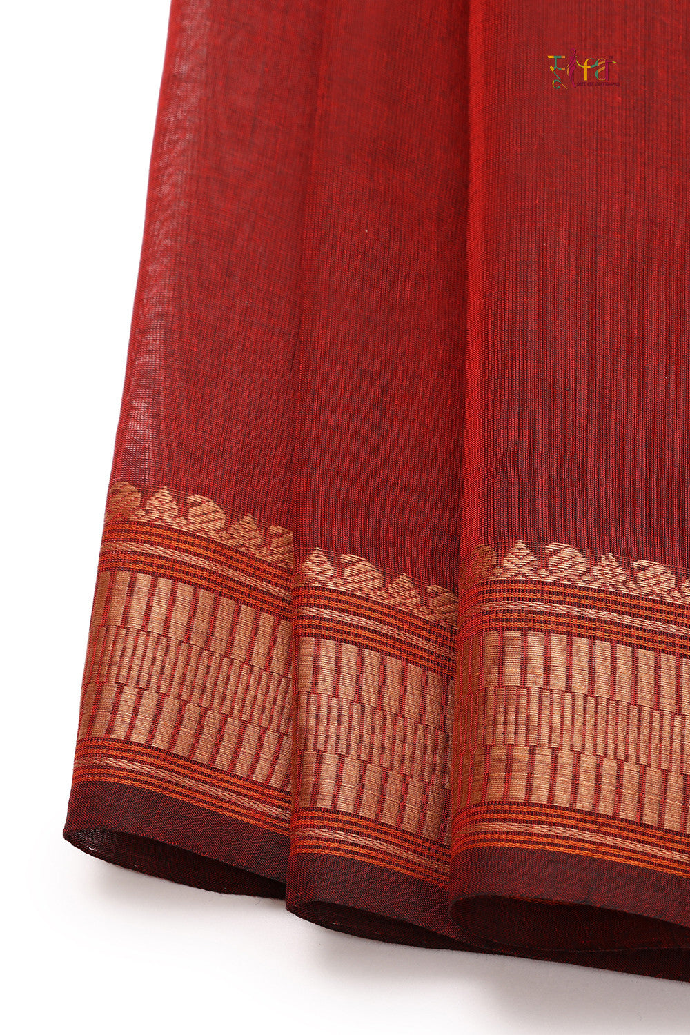 Handloom Maroon Pure Cotton Kanchi Saree