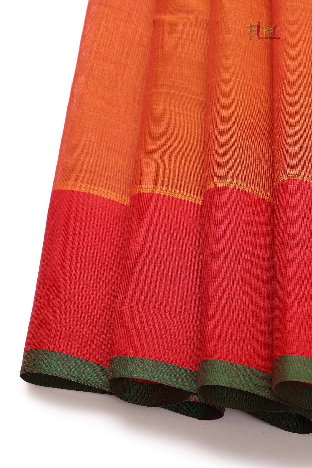 Handloom Light Coral Red Pure Cotton Kanchi Saree