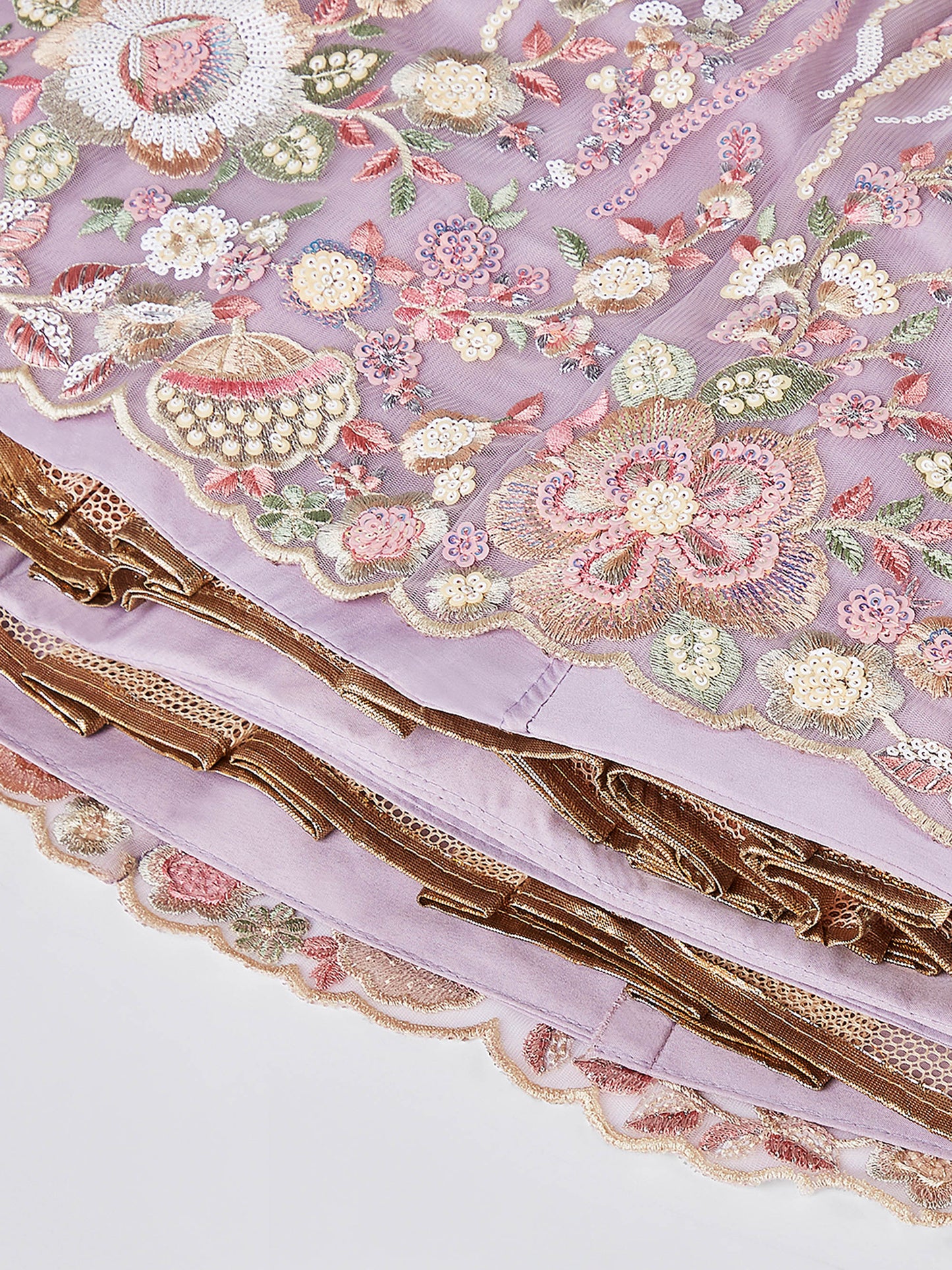 Mauve Net Sequins and thread embroidery Lehenga choli & Dupatta