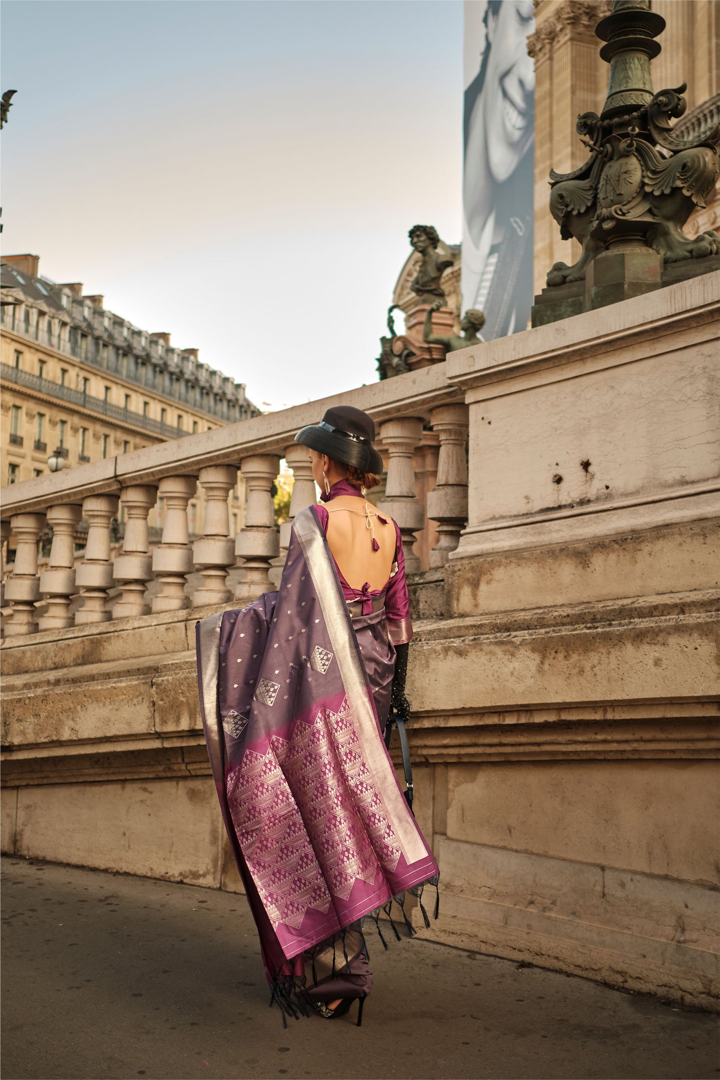 Plum Kraft Soft Silk Handloom Saree