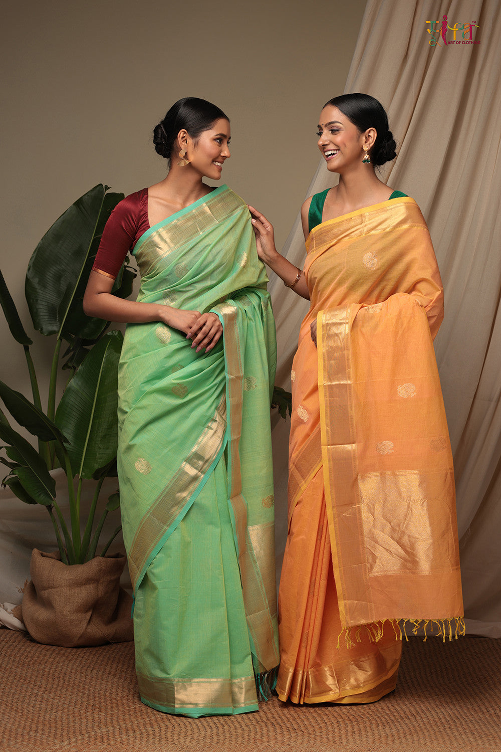 Handloom Pastel Green Pure Cotton Kanchi Saree With Zari Border And Motifs