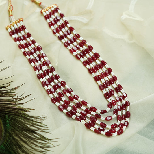 Ananya Pearl And Ruby Five Layered Mala